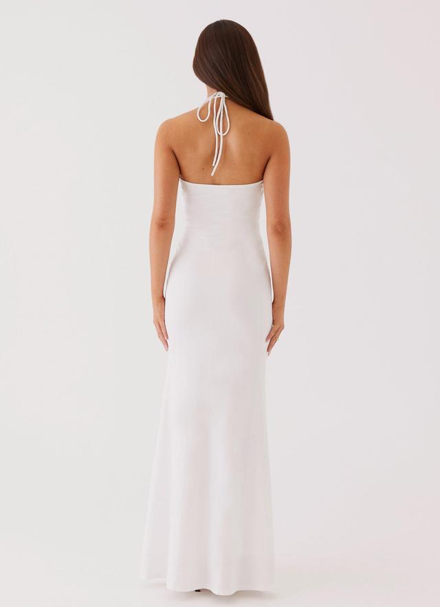 Tamara Satin Iridescent Slip Midi Dress - Apricot Product Image