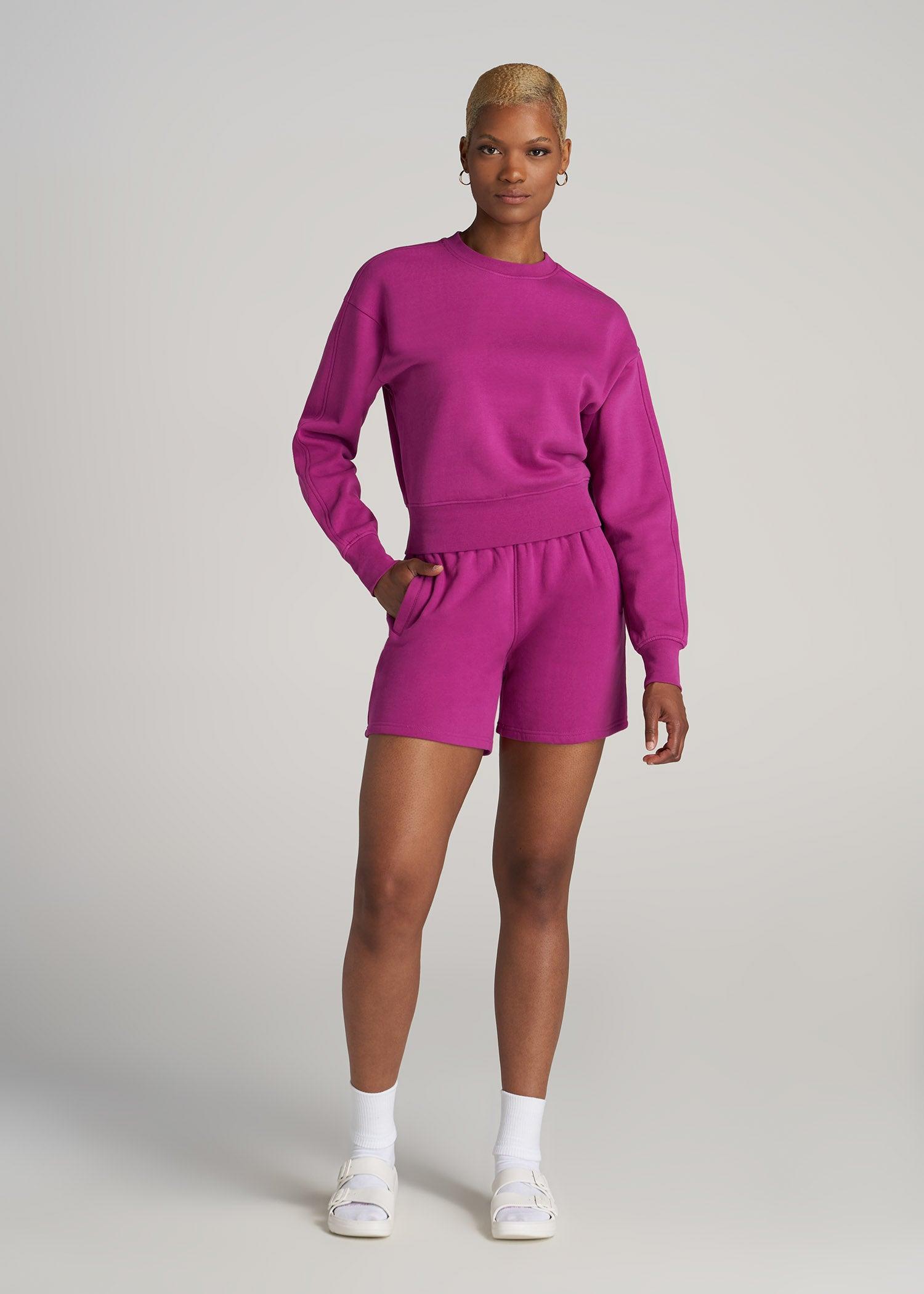 Wearever Fleece Cropped Crew Women's Tall Sweatshirt in Pink Orchid Female Product Image