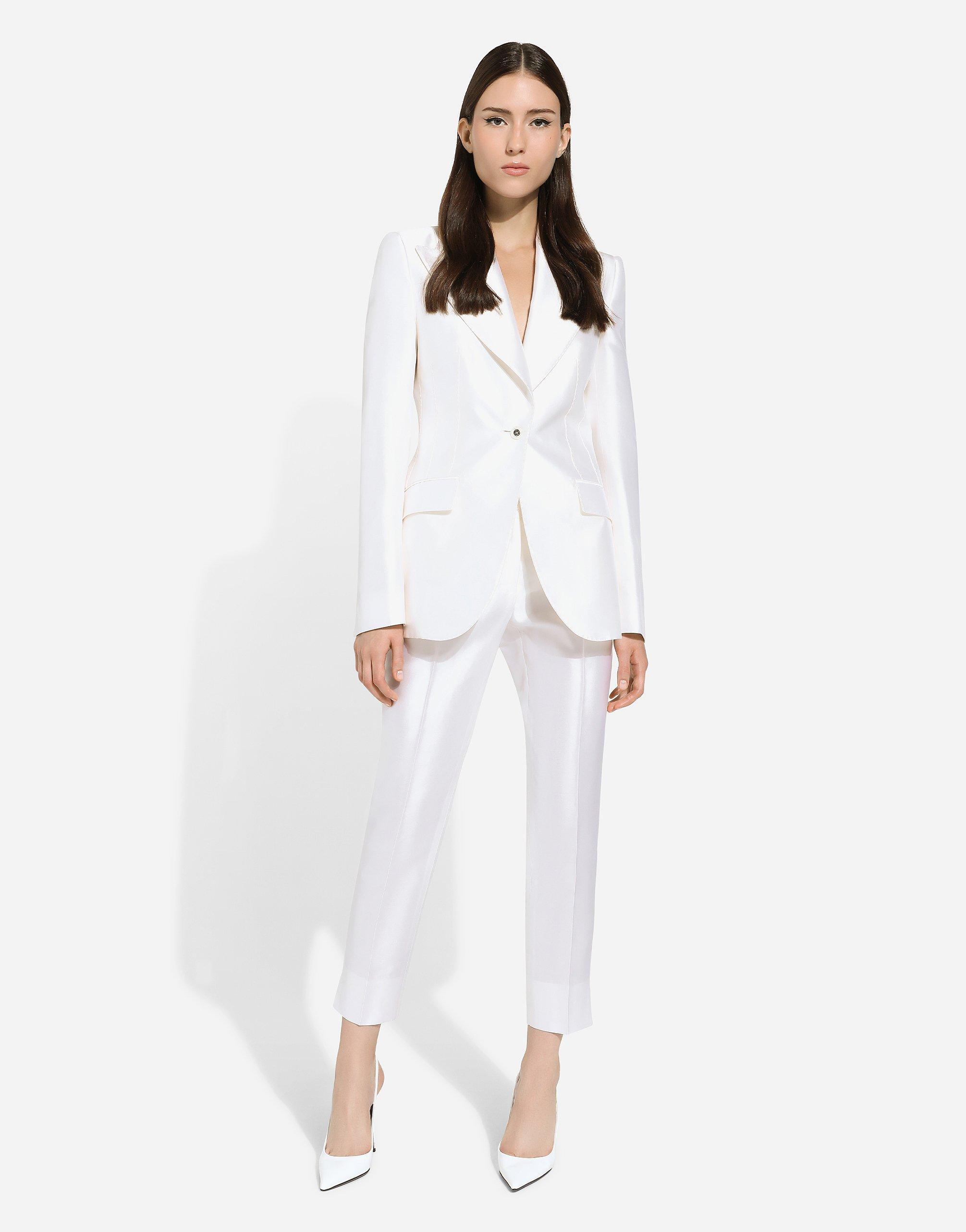 Silk Tailored Trousers In White Product Image