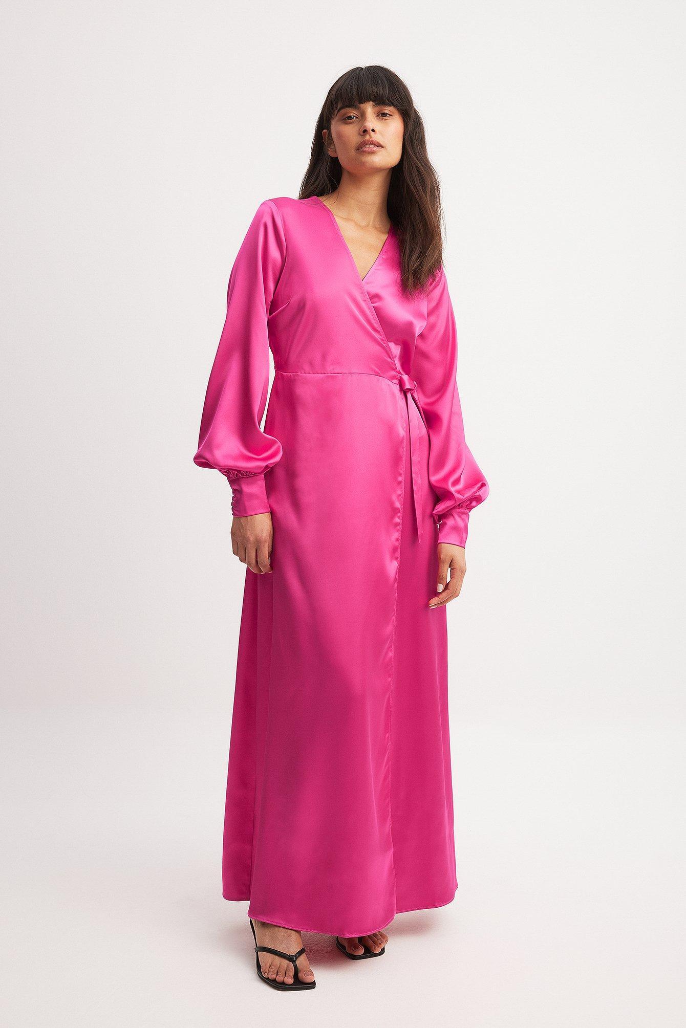 Wrap Satin LS Maxi Dress Product Image