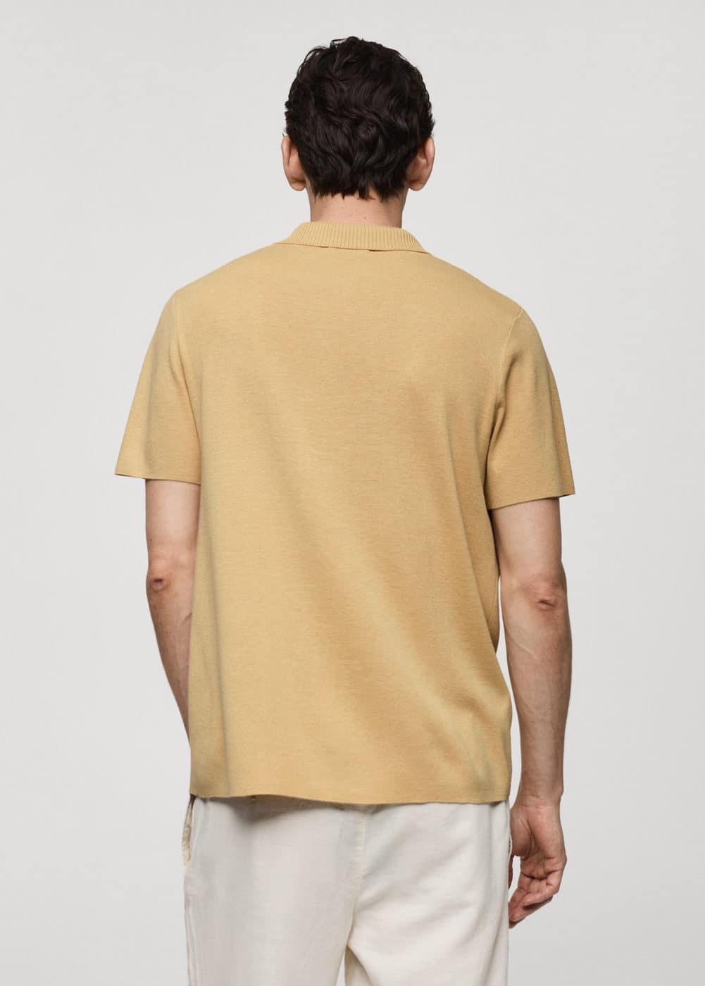 MANGO MAN - Textured knitted cotton polo shirt mustardMen Product Image