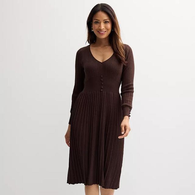 Womens Sandra Darren V-Neck Long Sleeve Sweater Dress Product Image