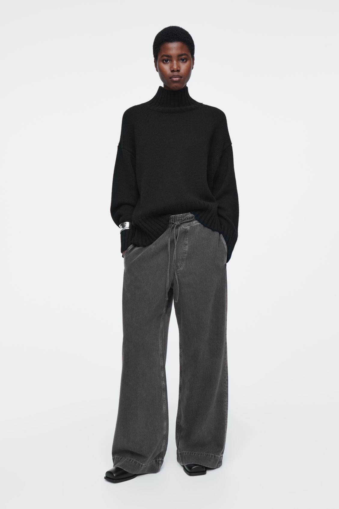 WIDE-LEG FLUID DENIM TROUSERS Product Image