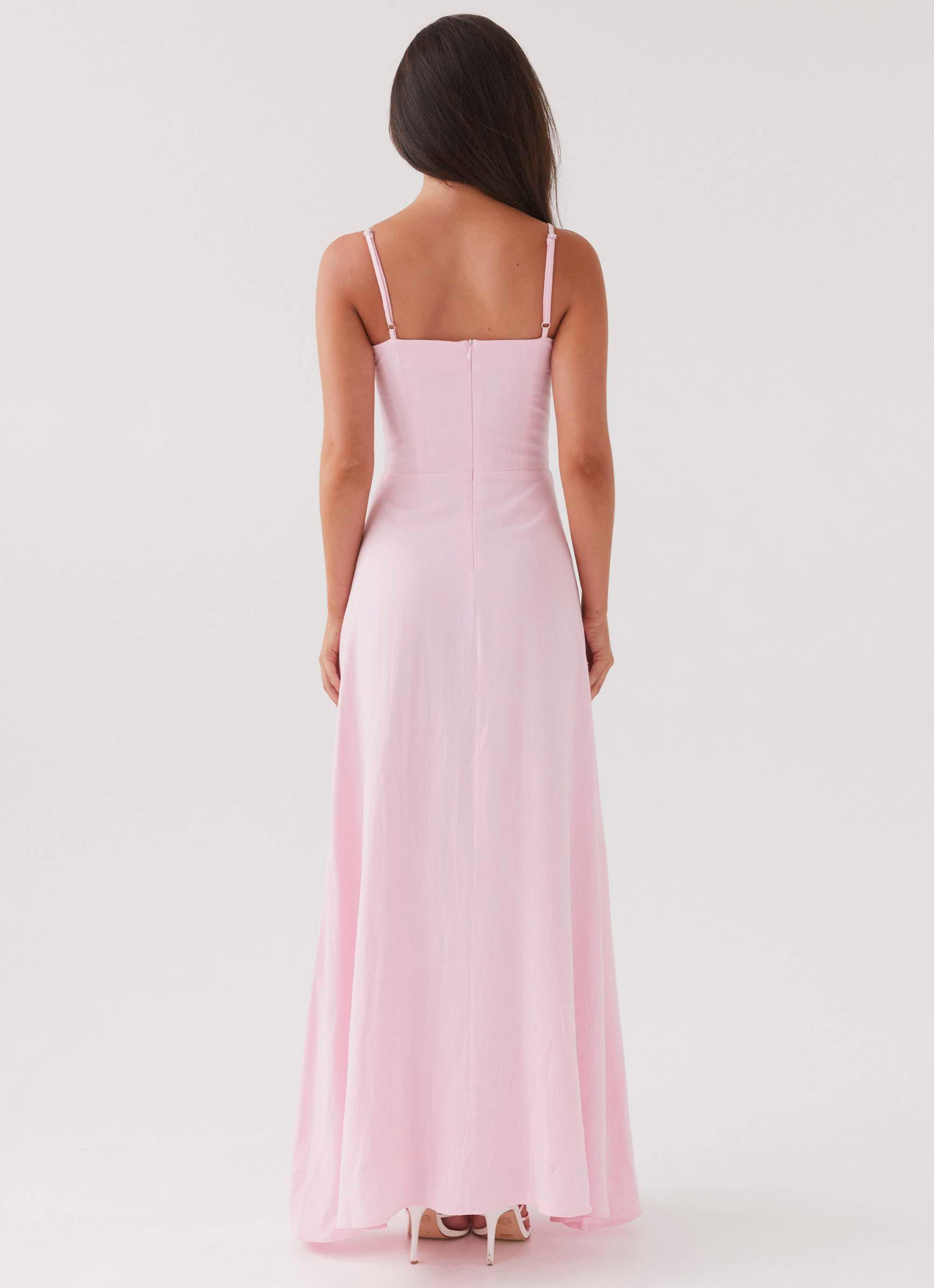 Angelina Linen Maxi Dress - Pink Petal Product Image