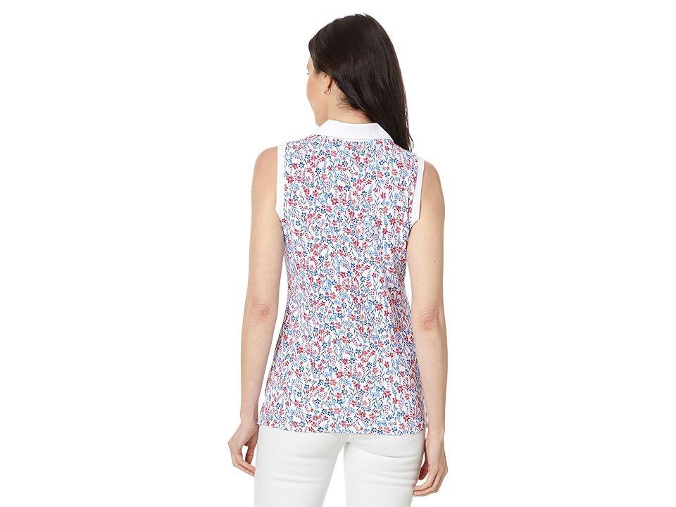 Tommy Hilfiger Sleeveless Ditsy Floral Polo (Bright /Scarlet) Women's Clothing Product Image