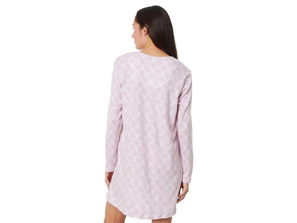 Karen Neuburger Long Sleeve Henley Floral Trellis Interlock Knit Nightshirt Product Image