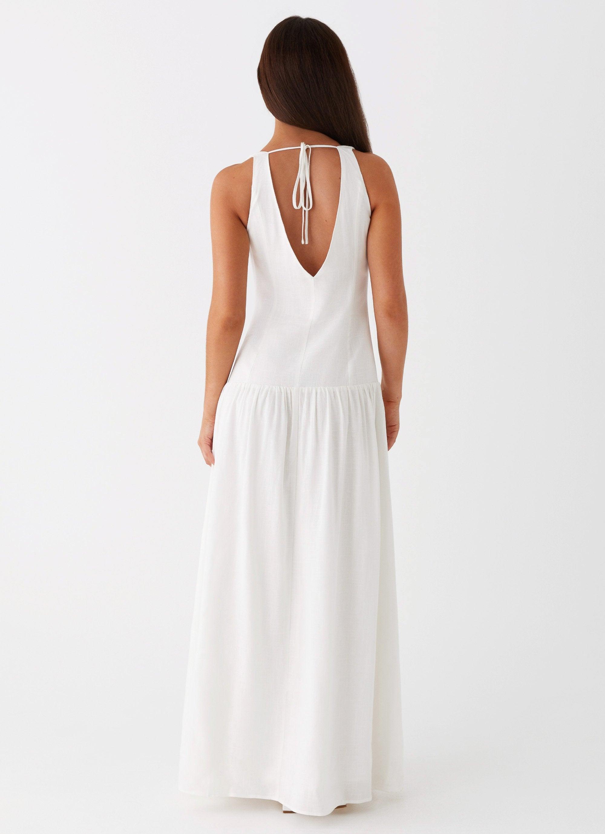 Meggie Linen Maxi Dress - White Product Image