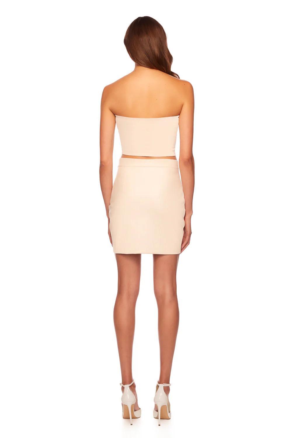 Faux Leather Mini Skirt- Blanched Almond Product Image