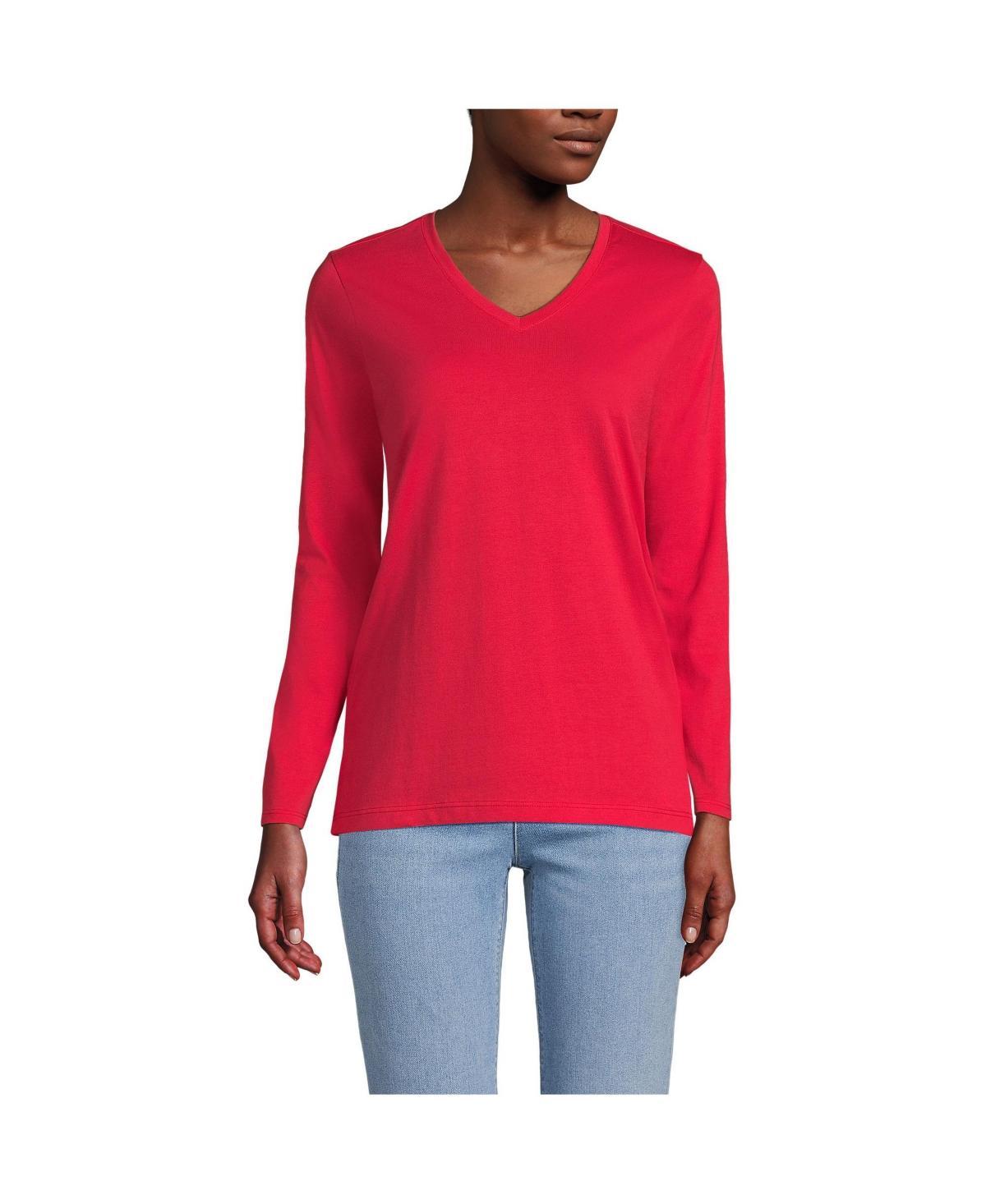 Lands End Womens Tall Relaxed Supima Cotton Long Sleeve V-Neck T-Shirt Product Image