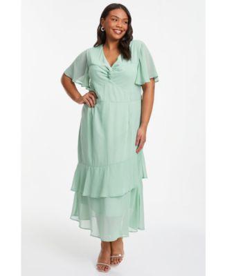 Plus Size Chiffon Knot Detail Tiered Maxi Dress Product Image