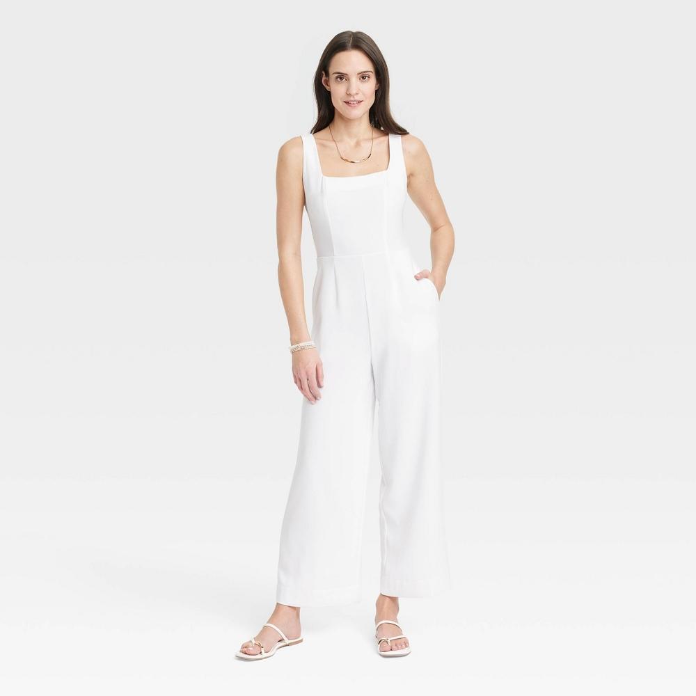 Womens Maxi Jumpsuit - A New Day White L Product Image