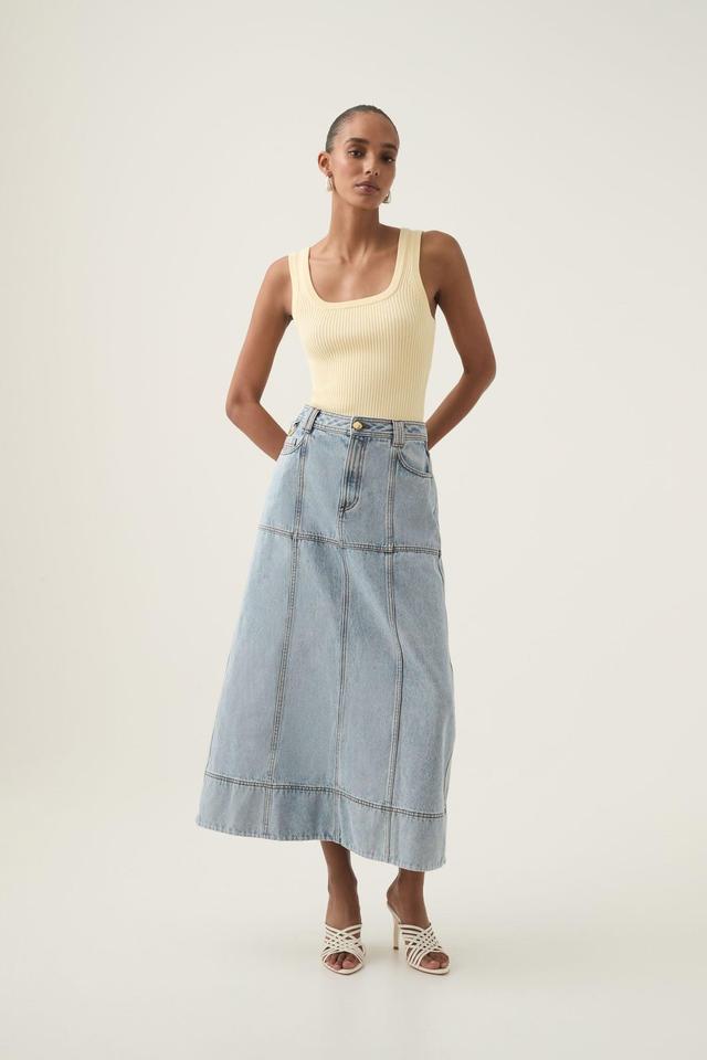 Aura Denim Midi Skirt Product Image