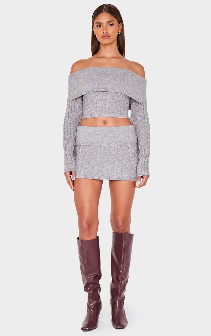 Grey Cable Knit Micro Mini Skirt product image