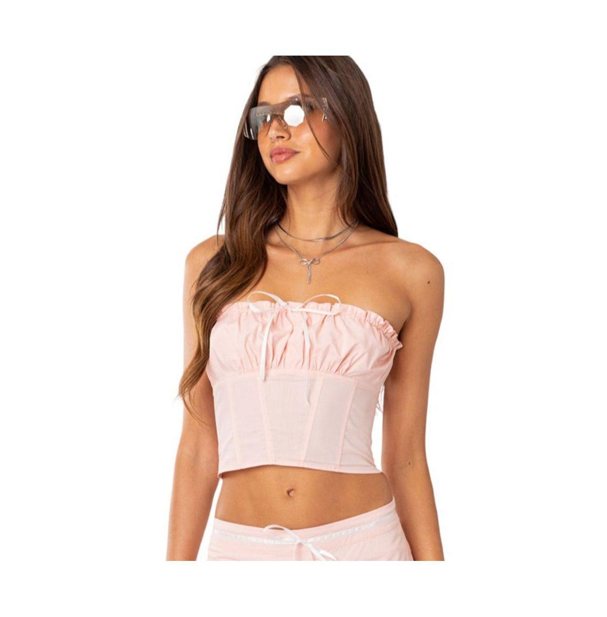 Womens Karmen Gathered Lace Up Corset Top Product Image