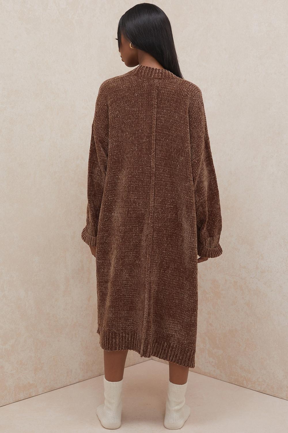 Celine Chocolate Chenille Slouchy Cardigan Product Image