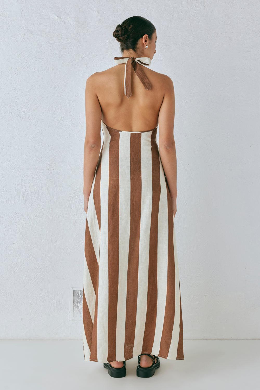 Polly Linen Maxi Dress Stripe Product Image