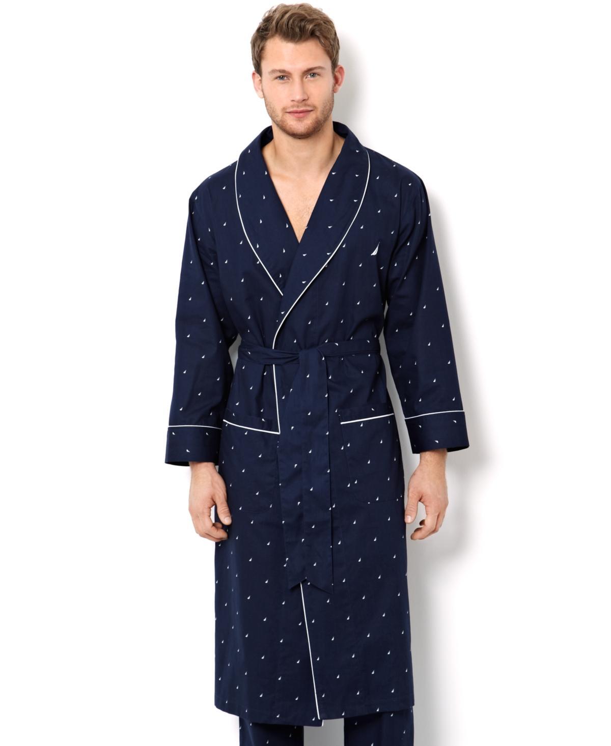 Nautica Mens Signature Light Weight J-Class Logo Woven Robe Product Image