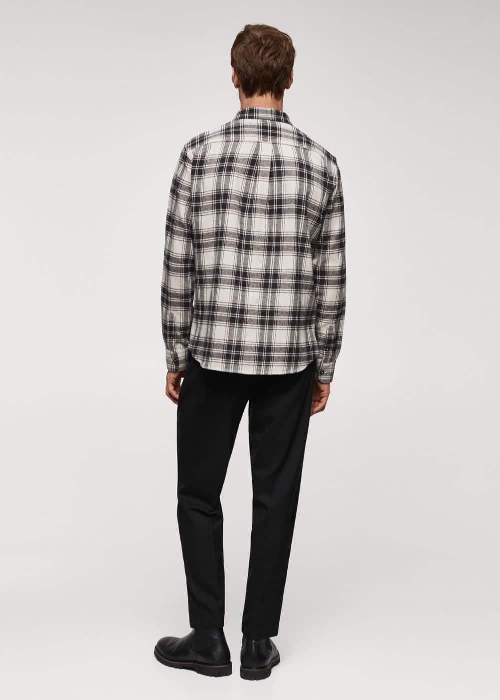 MANGO MAN - Regular fit checked flannel shirt whiteMen Product Image