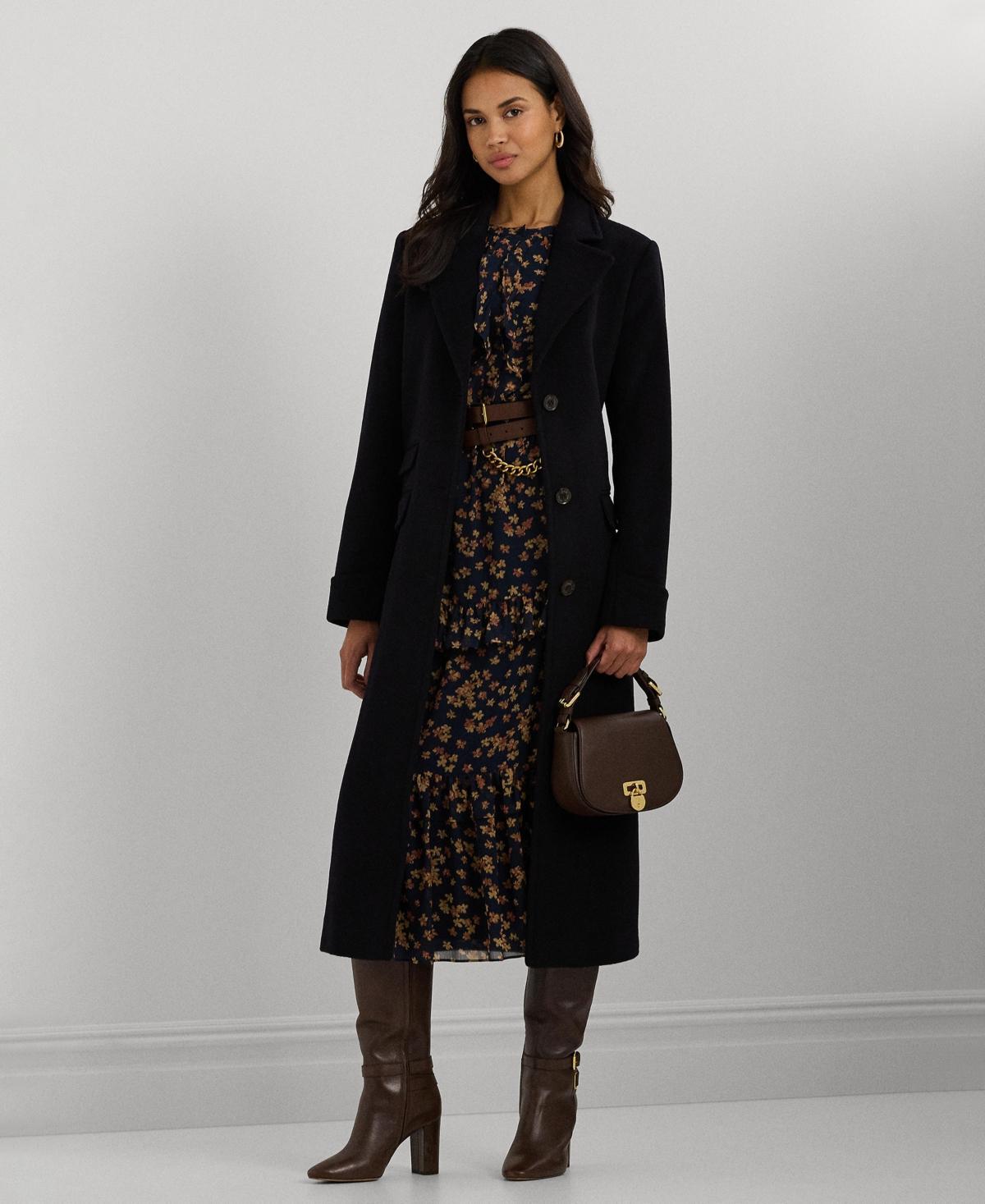 Lauren Ralph Lauren Womens Long Notched-Collar Coat Product Image