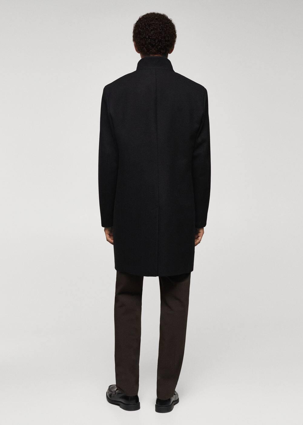 MANGO MAN - Wool funnel neck coat blackMen Product Image