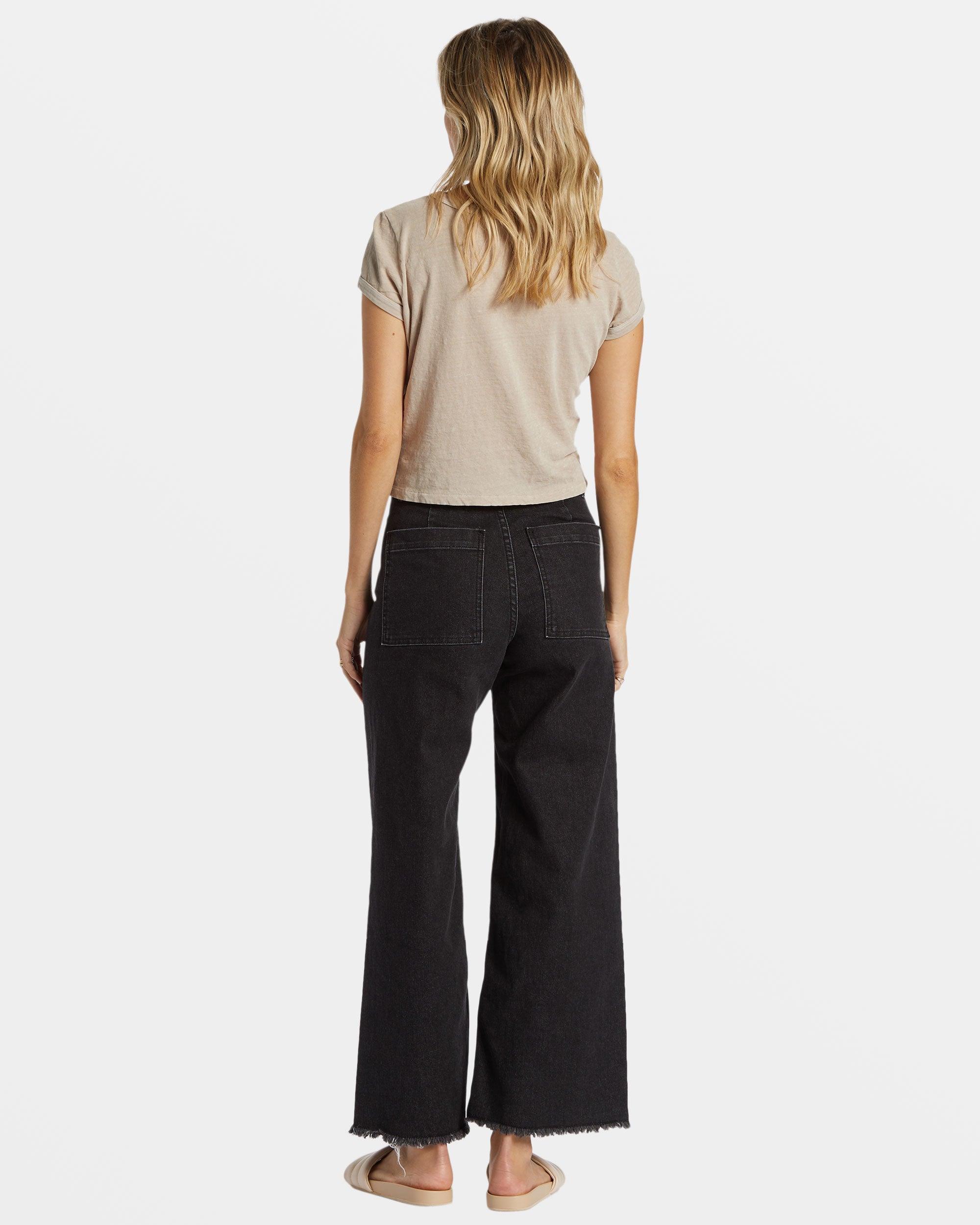 Free Fall Wide-Leg Pants - Black Rinse Female Product Image