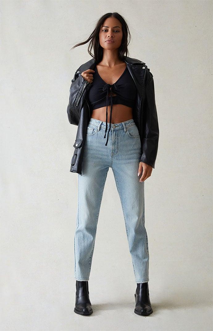 PacSun Womens Eco Stretch Light Indigo Curve Straight Leg Jeans Product Image