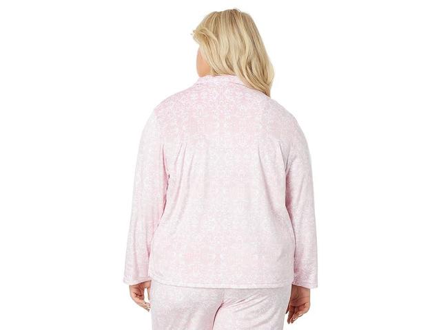 Karen Neuburger Plus Size Novelties Minky Long Sleeve Girlfriend PJ w/ Sock (Winter Brocade/Pink) Women's Pajama Sets Product Image