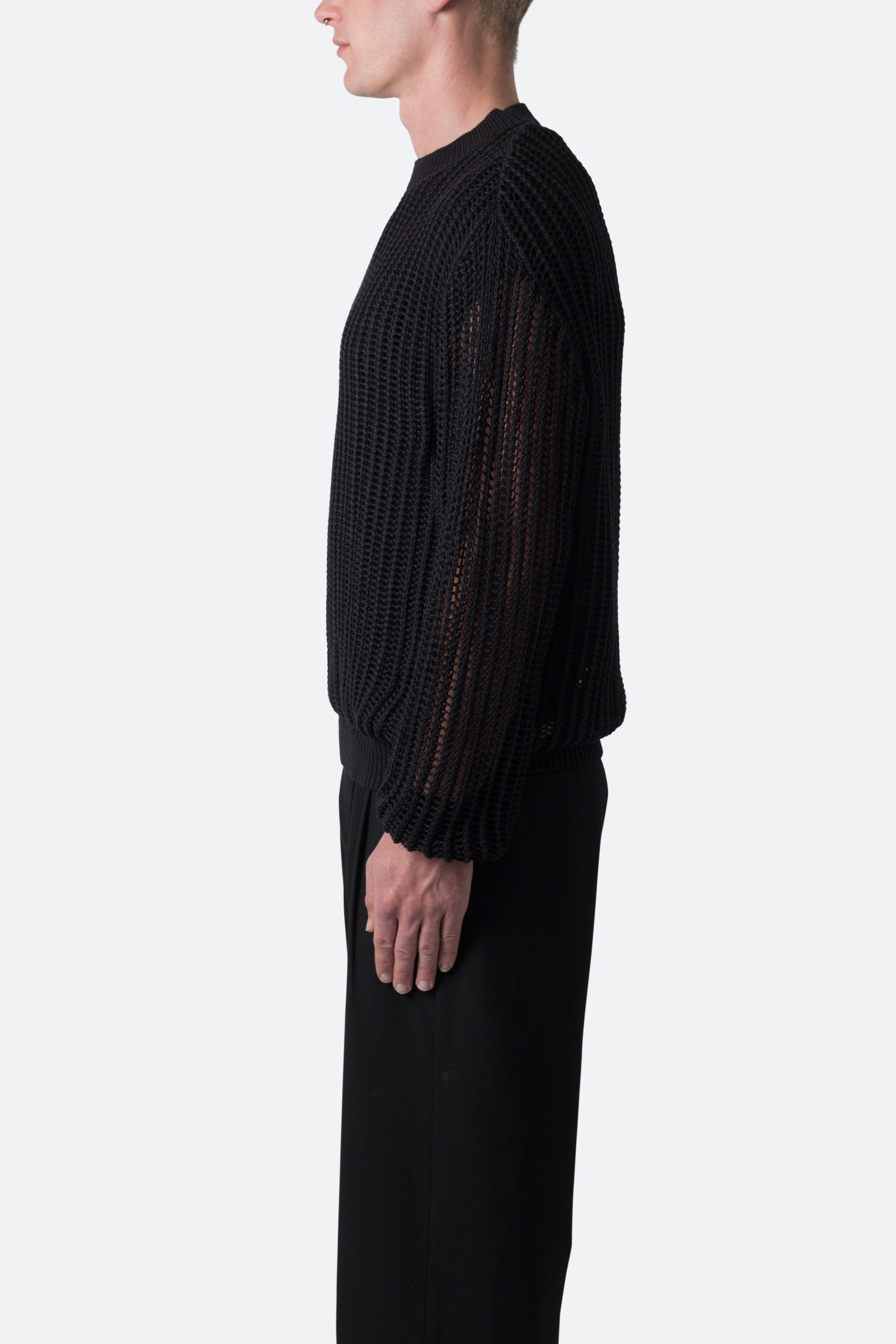 Mesh Knit Sweater - Black Product Image