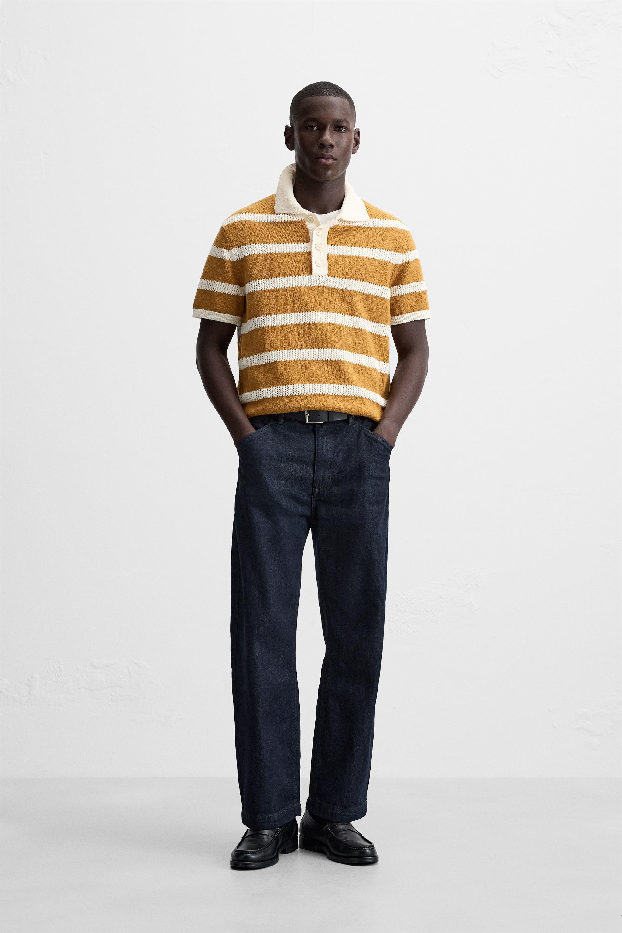 STRIPED KNIT POLO Product Image