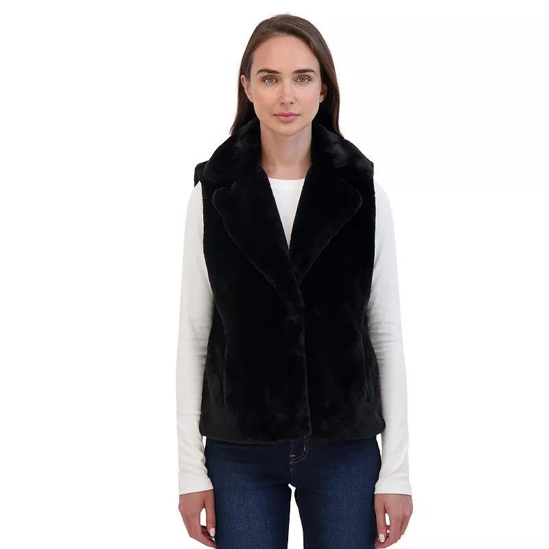 Sebby Collection Womens Faux Fur Notch Collar Vest Product Image