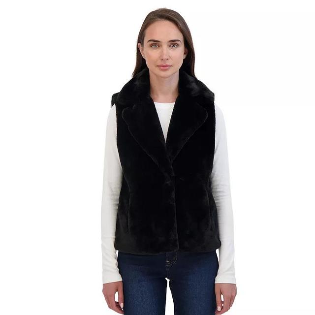 Womens Sebby Collection Faux Fur Snap Front Vest Ivory Product Image