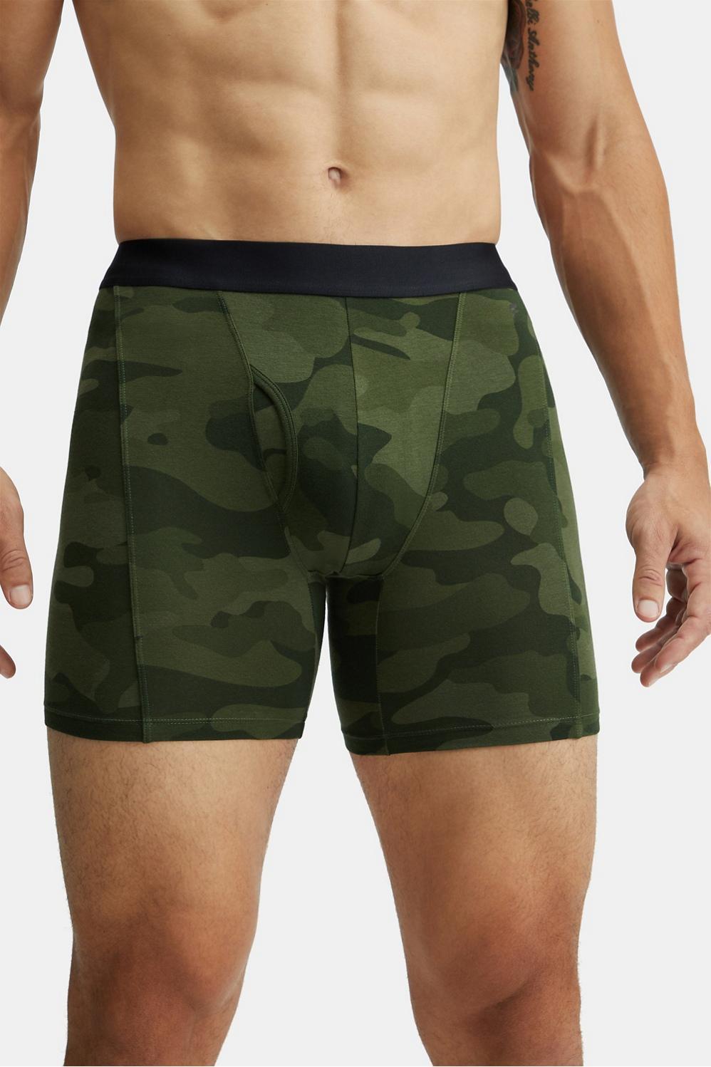 Fabletics Men The 24-7 Boxer Brief male Olive Green Faded Camo Size XS Product Image