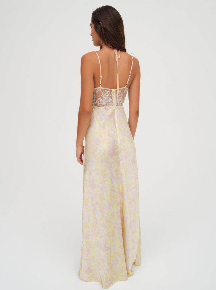 Amora Floral Maxi Dress — Yellow Product Image