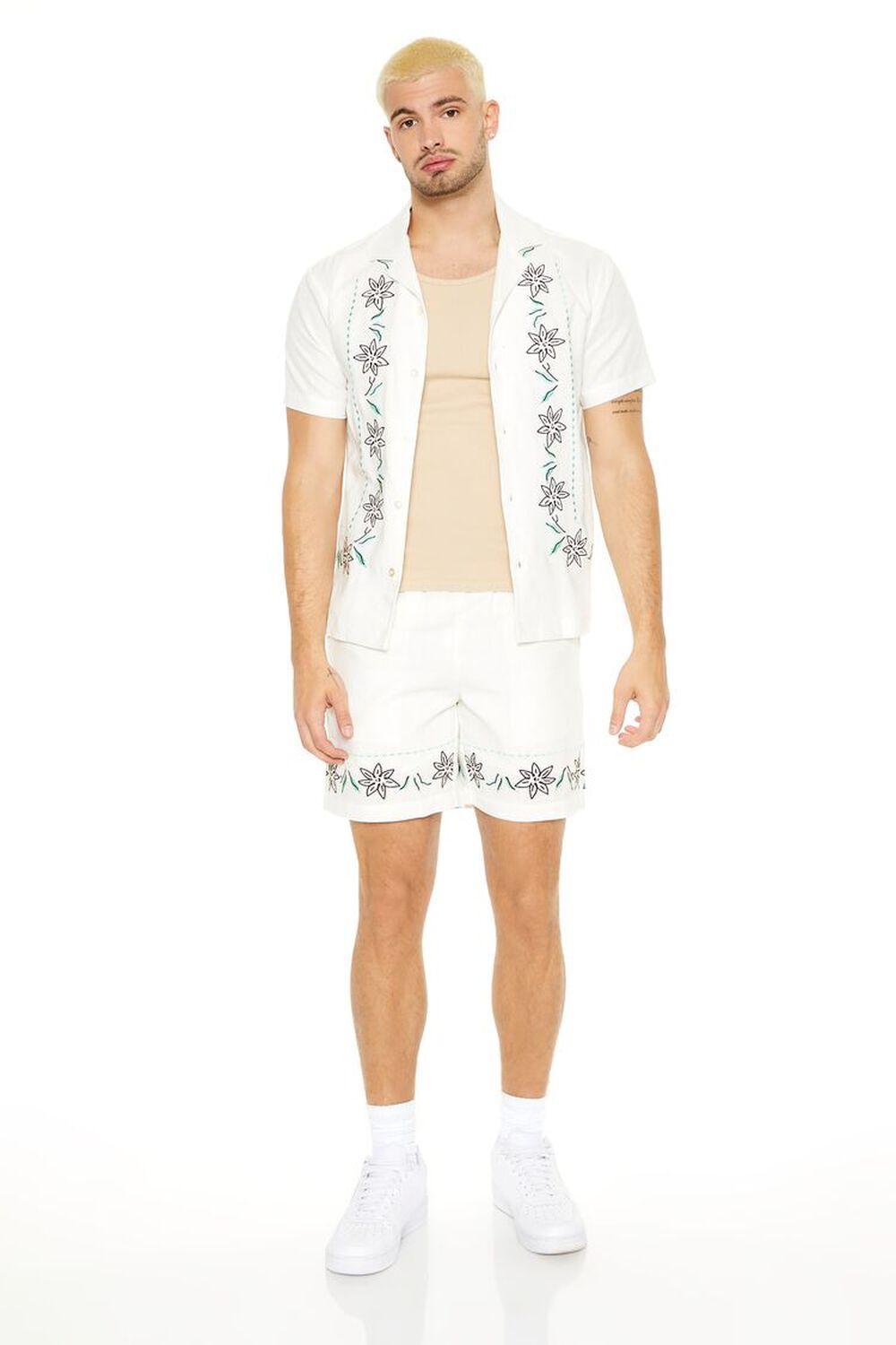 Floral Embroidered Linen-Blend Shirt | Forever 21 Product Image