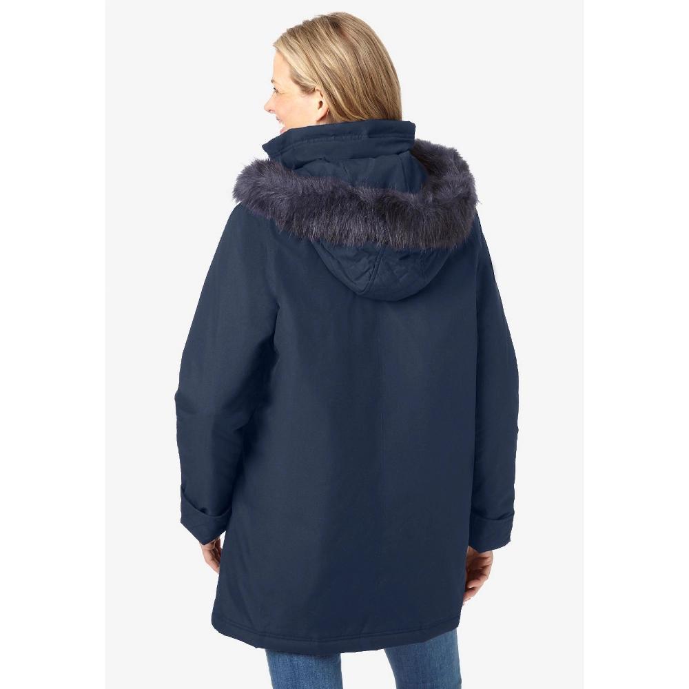 Woman Within Women's Plus Size Faux Fur Down Parka Coat Product Image