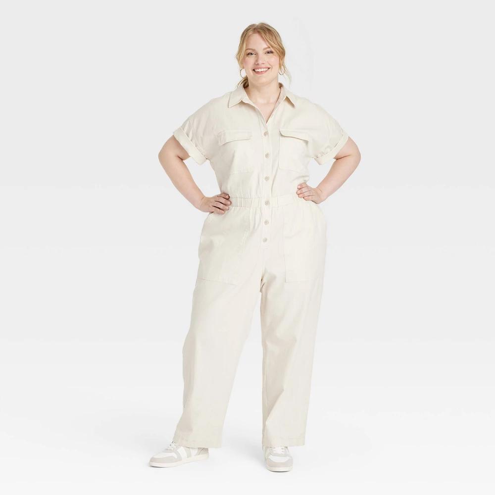 Womens Short Sleeve Boilersuit - Universal Thread Cream 30 Product Image