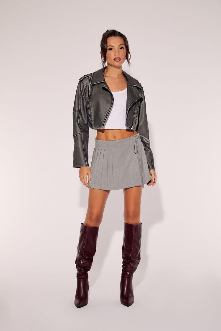 Pleated Mock Wrap Mini Skirt | Forever 21 Product Image