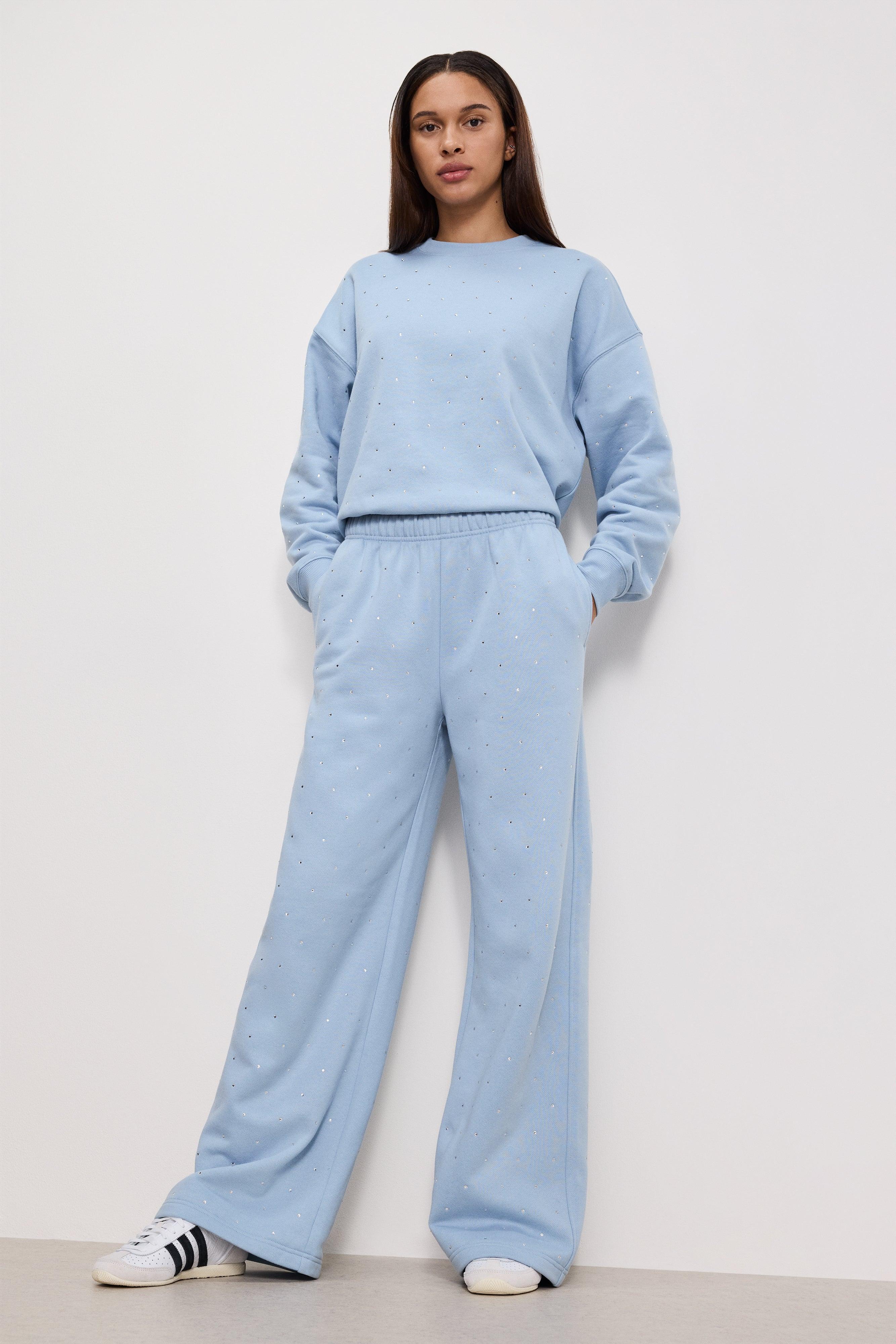 CRYSTAL WIDE LEG SWEATPANTS | WINTER SKY001 product image