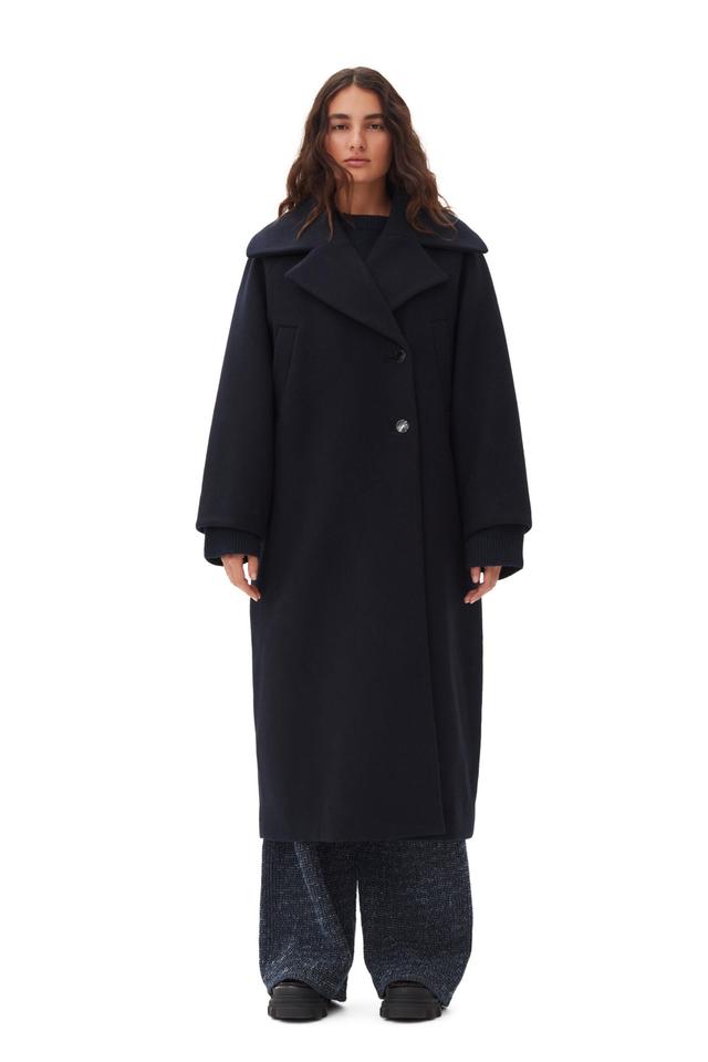 Dark Blue Wool Coat Product Image