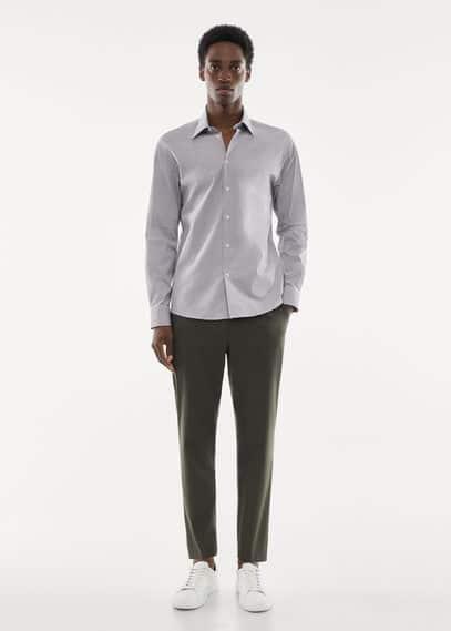 MANGO MAN - Micro stretch fabric shirt grey - XL - Men Product Image