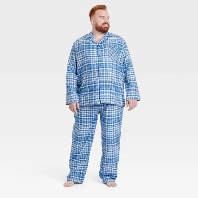 Mens Big & Tall Windowpane Woven Flannel Pajama Set - Goodfellow & Co Blue 5XL Product Image