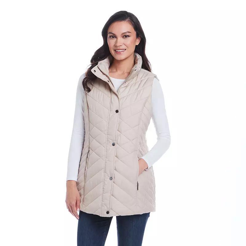 Womens Weathercast Mixed Quilted Longline Vest Product Image