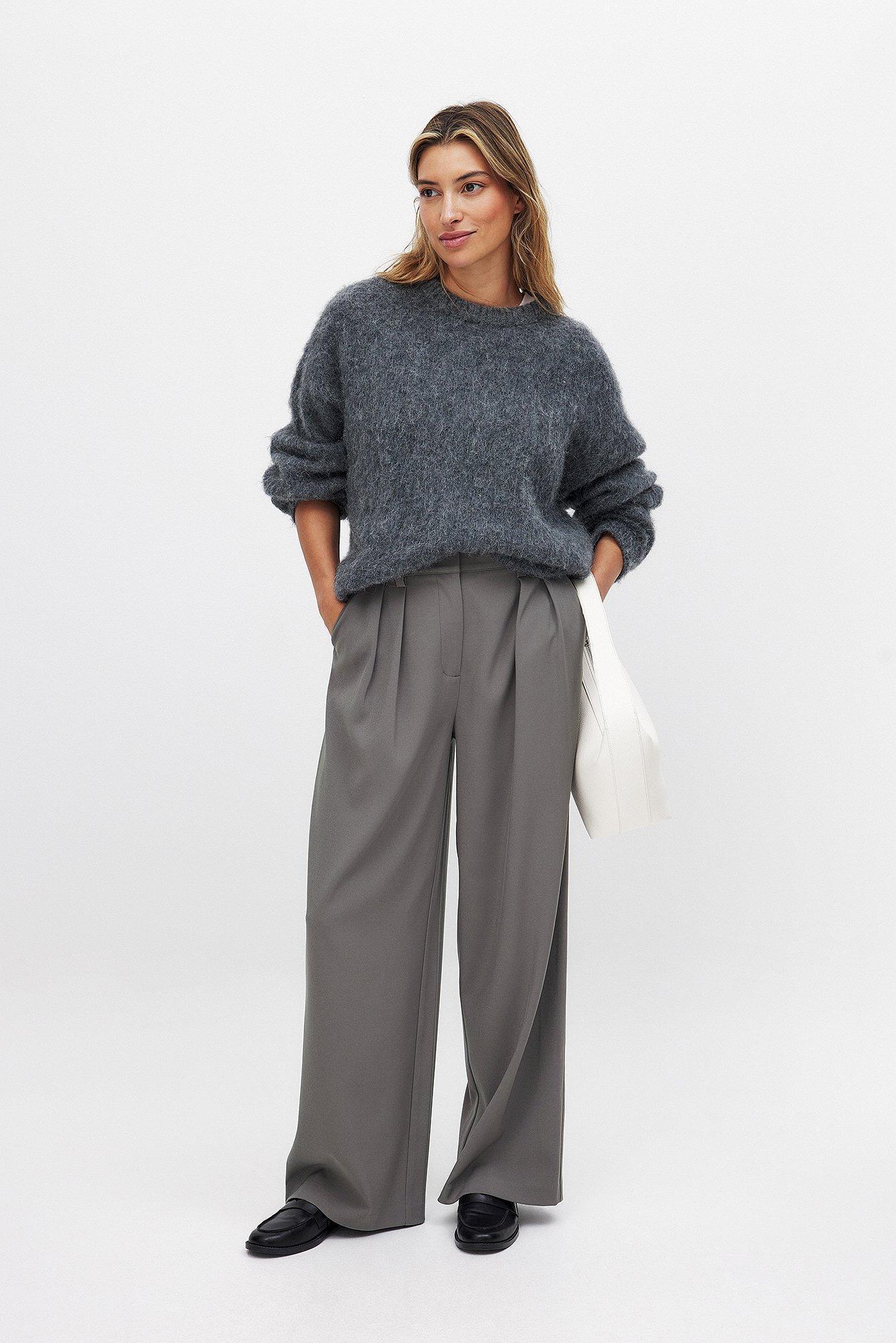 Wide High Waist Suit Pants Product Image