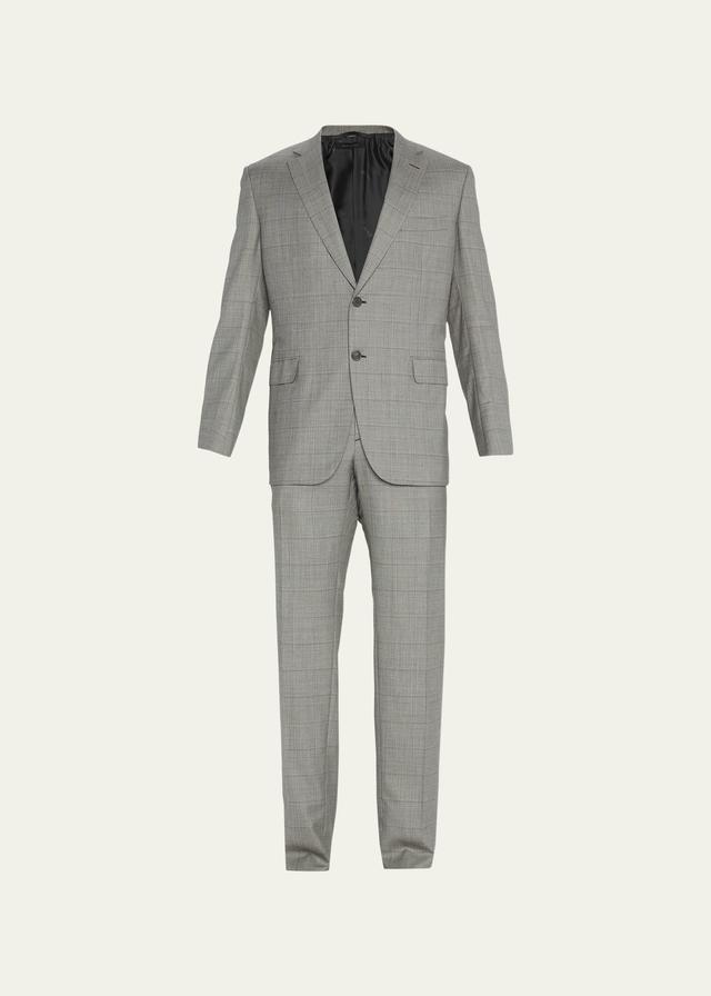 Mens Windowpane Wool Suit Product Image