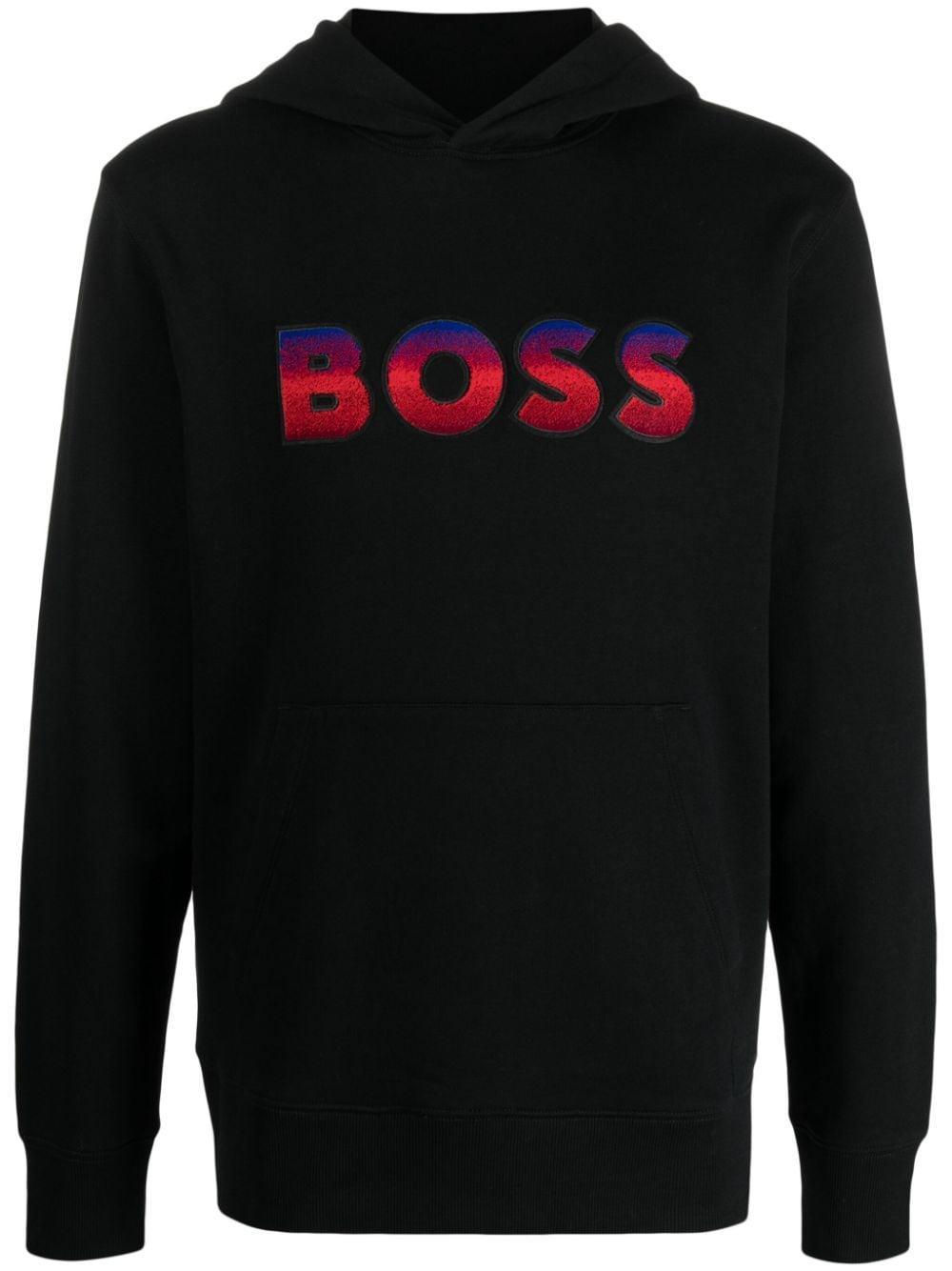 HUGO BOSS Logo-print Gradient-effect Hoodie In Black Product Image