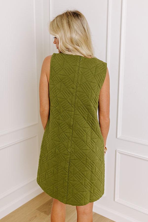 Chic Outing Quilted Mini Dress in Olive Product Image