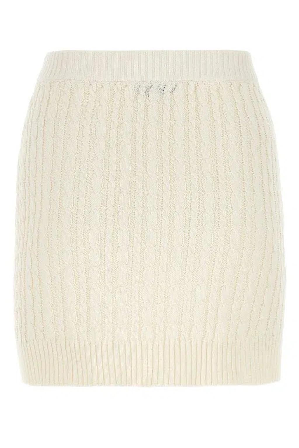 Woman Ivory Cotton Blend Mini Skirt In Cream Product Image