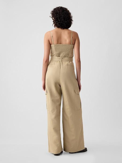 Linen-Cotton Cargo Jumpsuit Product Image