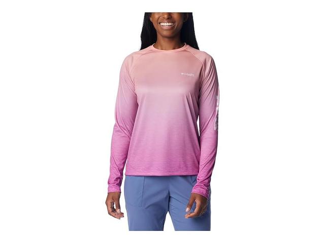 Columbia Super Tidal Tee Long Sleeve Shirt (Bright Lavender Gradient Scalefade) Women's Long Sleeve Pullover Product Image