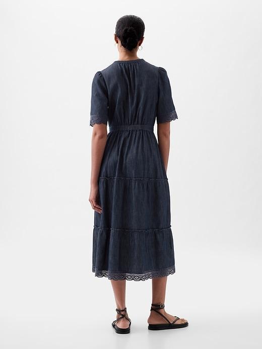 Lace Denim Midi Dress Product Image